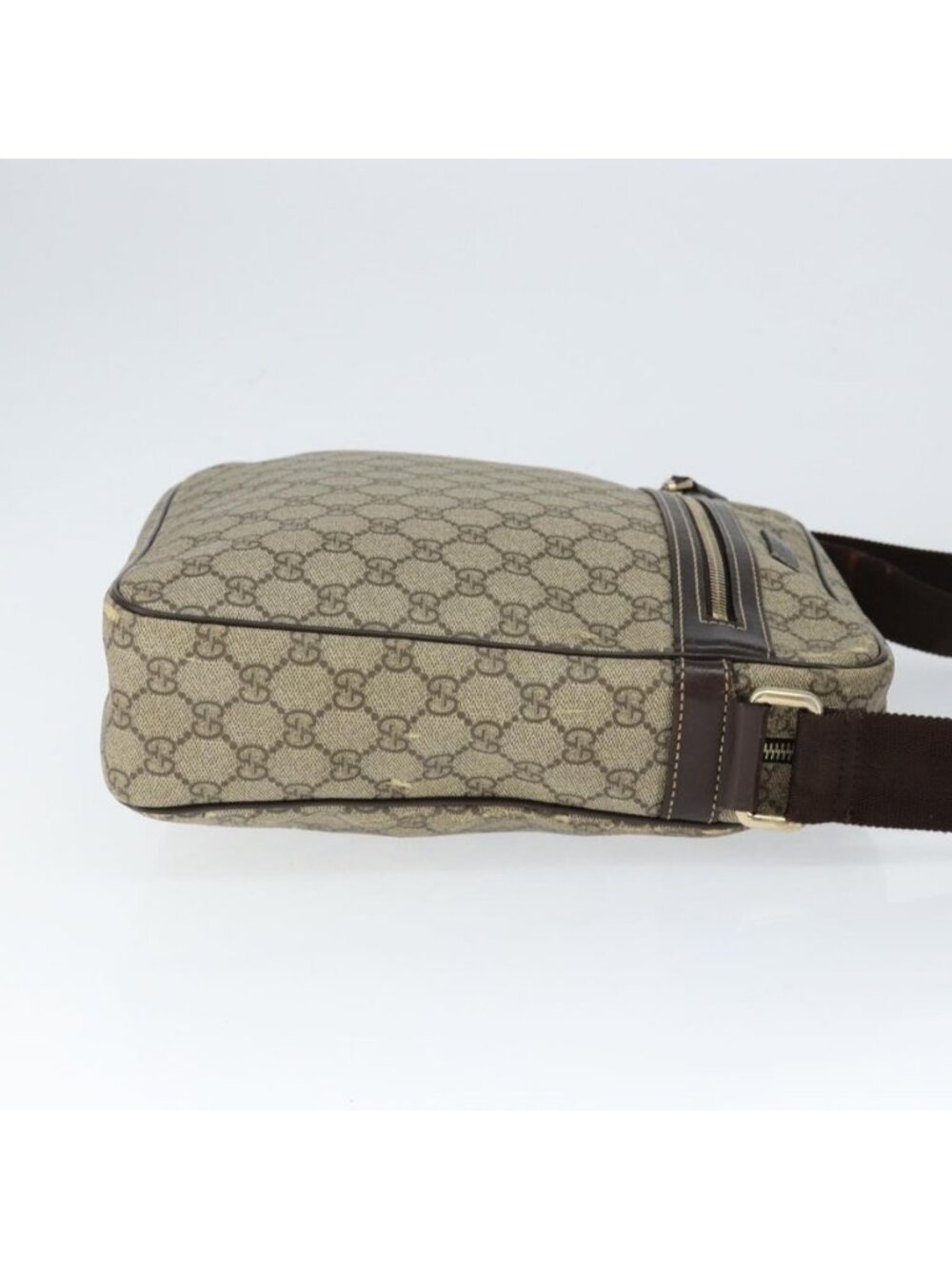 Authentic GUCCI GG Supreme Shoulder Bag PVC Brown Gold 201448 - Picture 10 of 16